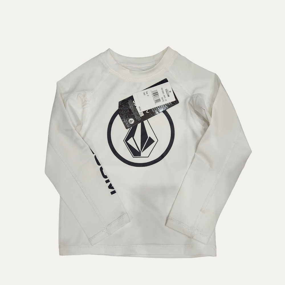 Volcom White Long-Sleeve Logo Rash Guard Size 3T